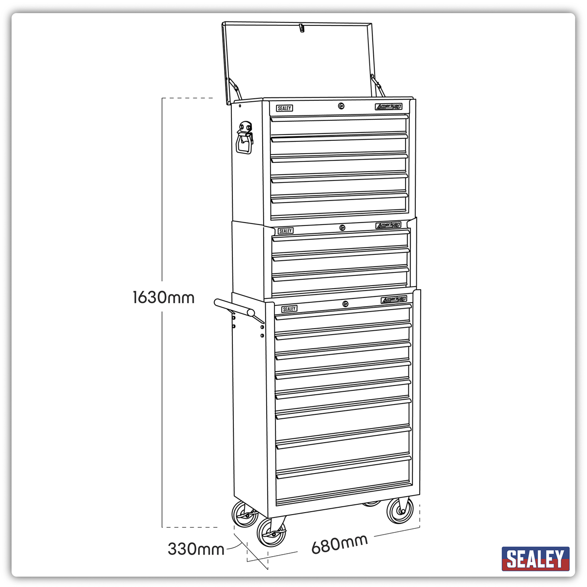 American Pro AP35STACK American PRO® Tool Chest Combination 16 Drawer - Black/Grey