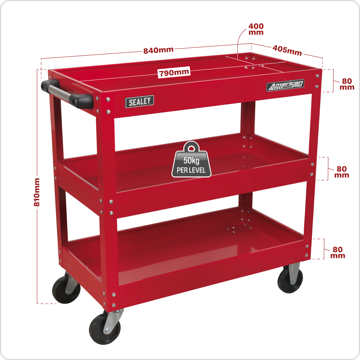 American Pro CX108 American PRO® Heavy-Duty Workshop Trolley 3-Level