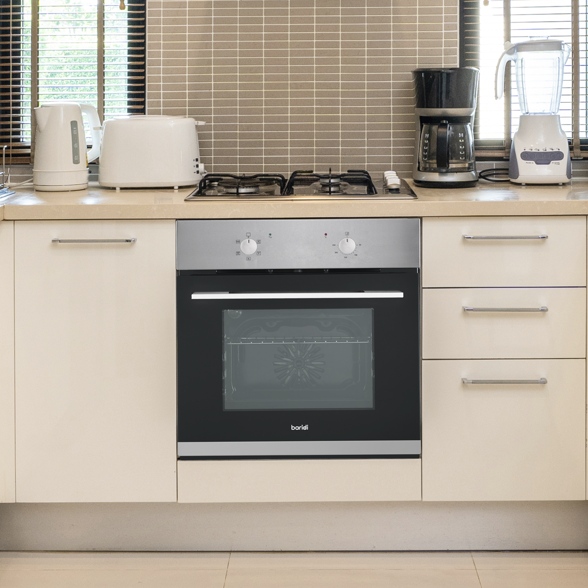 Baridi DH125 Baridi Integrated Fan-Assisted Electric Oven 60cm 55L Capacity - Black/Stainless Steel