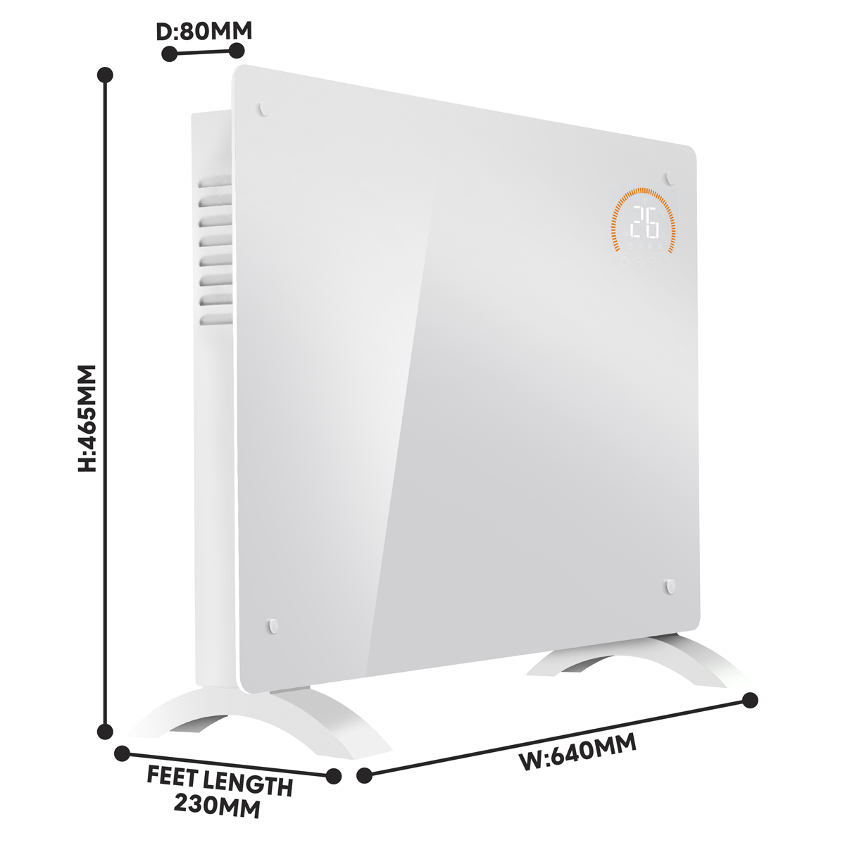 Baridi DH138 Baridi Electric Glass Panel Heater, 1500W, Thermostat Controlled 24Hr 7 Day Timer, Wi-Fi Enabled, Remote Control, White