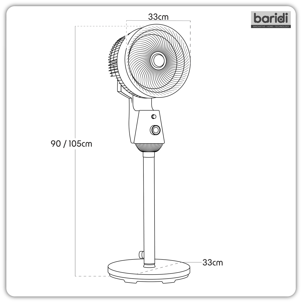 Baridi DH142 Baridi 10" Pedestal Fan with Manual Control 230V - Grey