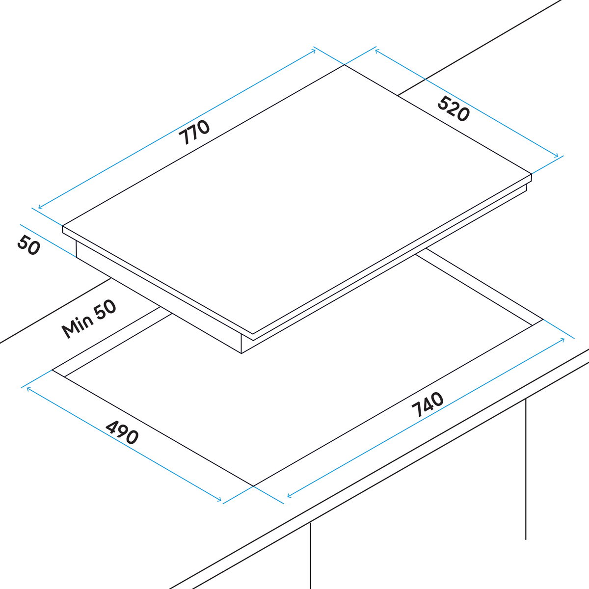 Baridi DH175 Baridi Integrated Ceramic Hob with 5 Cooking Zones 77cm - Black Glass