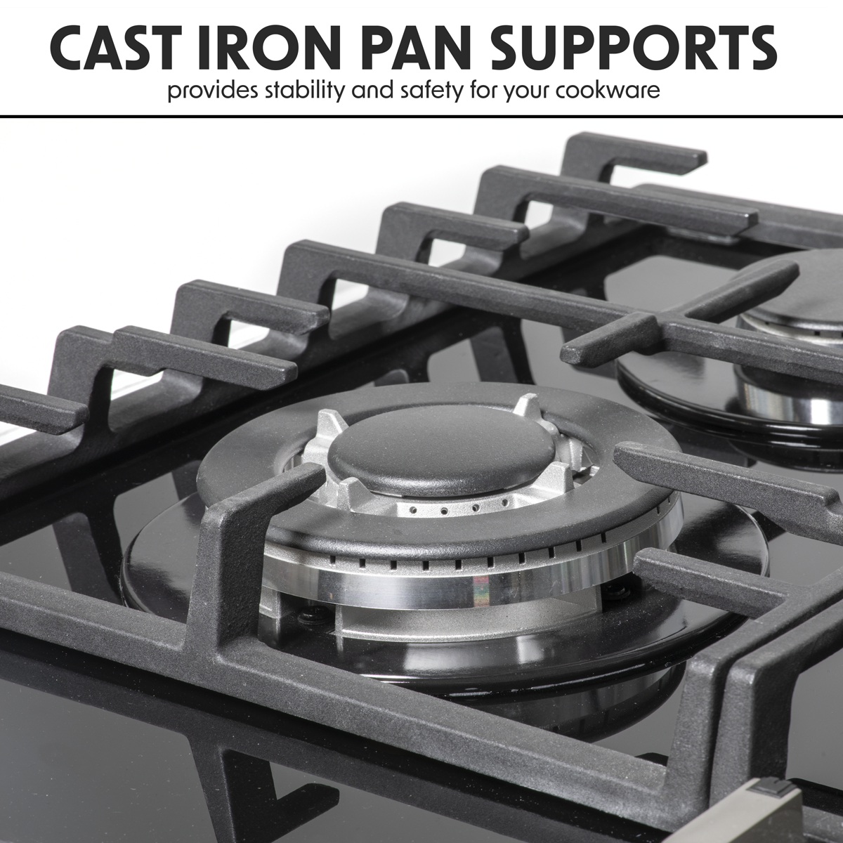 Baridi DH226 Baridi Gas Hob with 4 Cooking Zones 60cm - Black