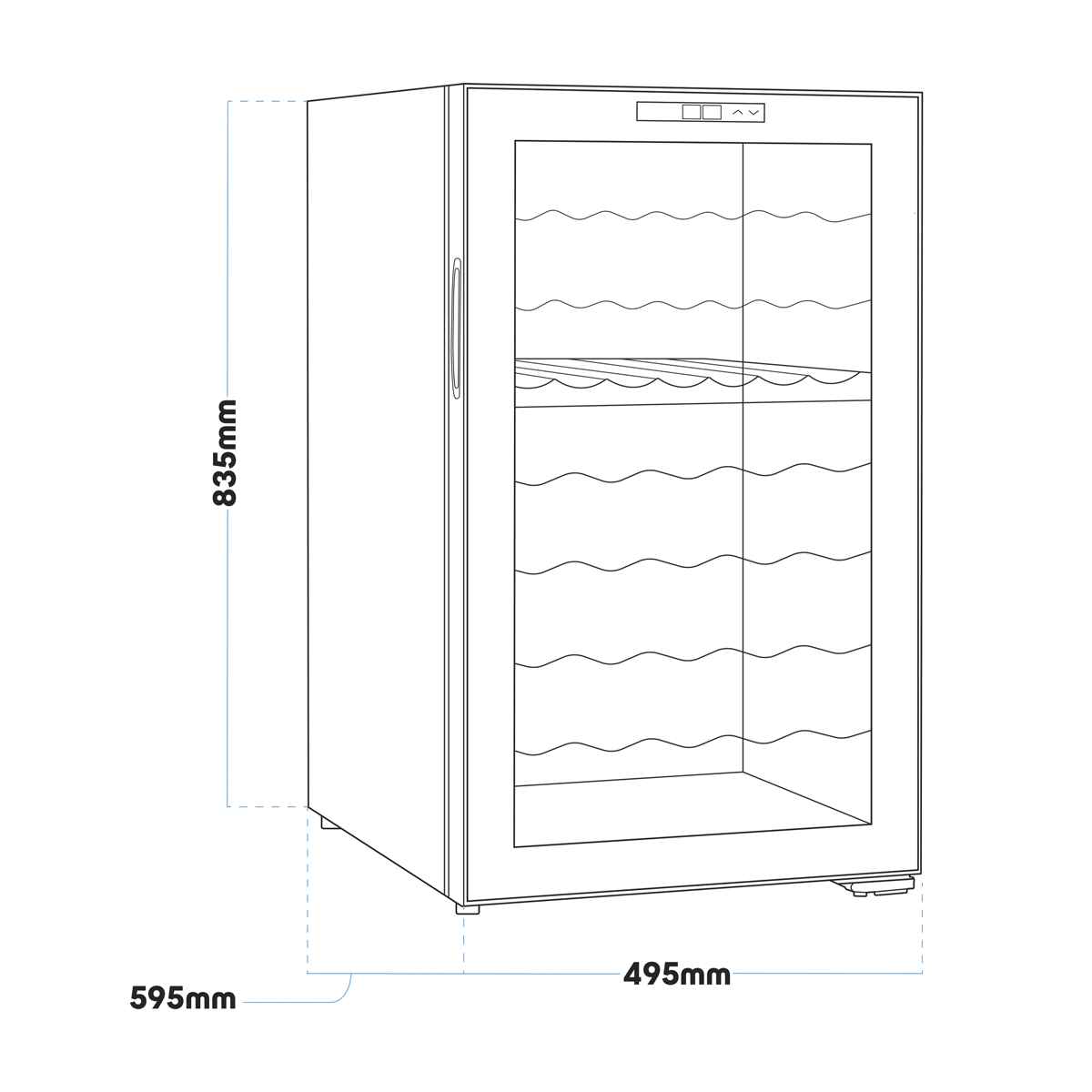Baridi DH236 Baridi 52 Bottle Dual Zone Wine Fridge with Digital Touch Screen Controls, Wire Shelves & LED Light - Black