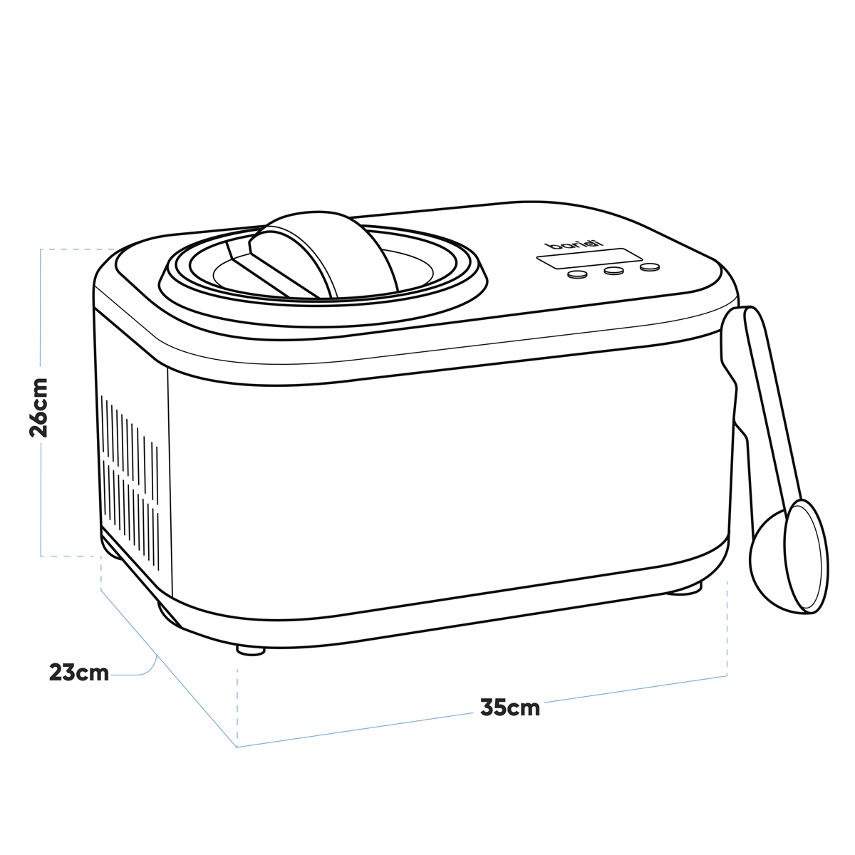Baridi DH238 Baridi Automatic Churning Ice Cream Machine 1L Capacity - Black