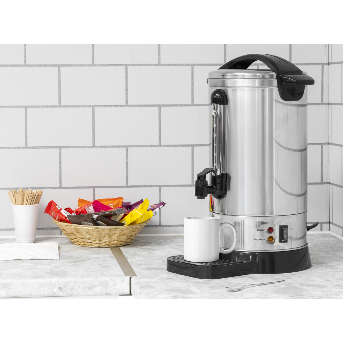 Baridi DH269 Baridi Hot Water Boiler/Tea Urn 10L Capacity, Stainless Steel
