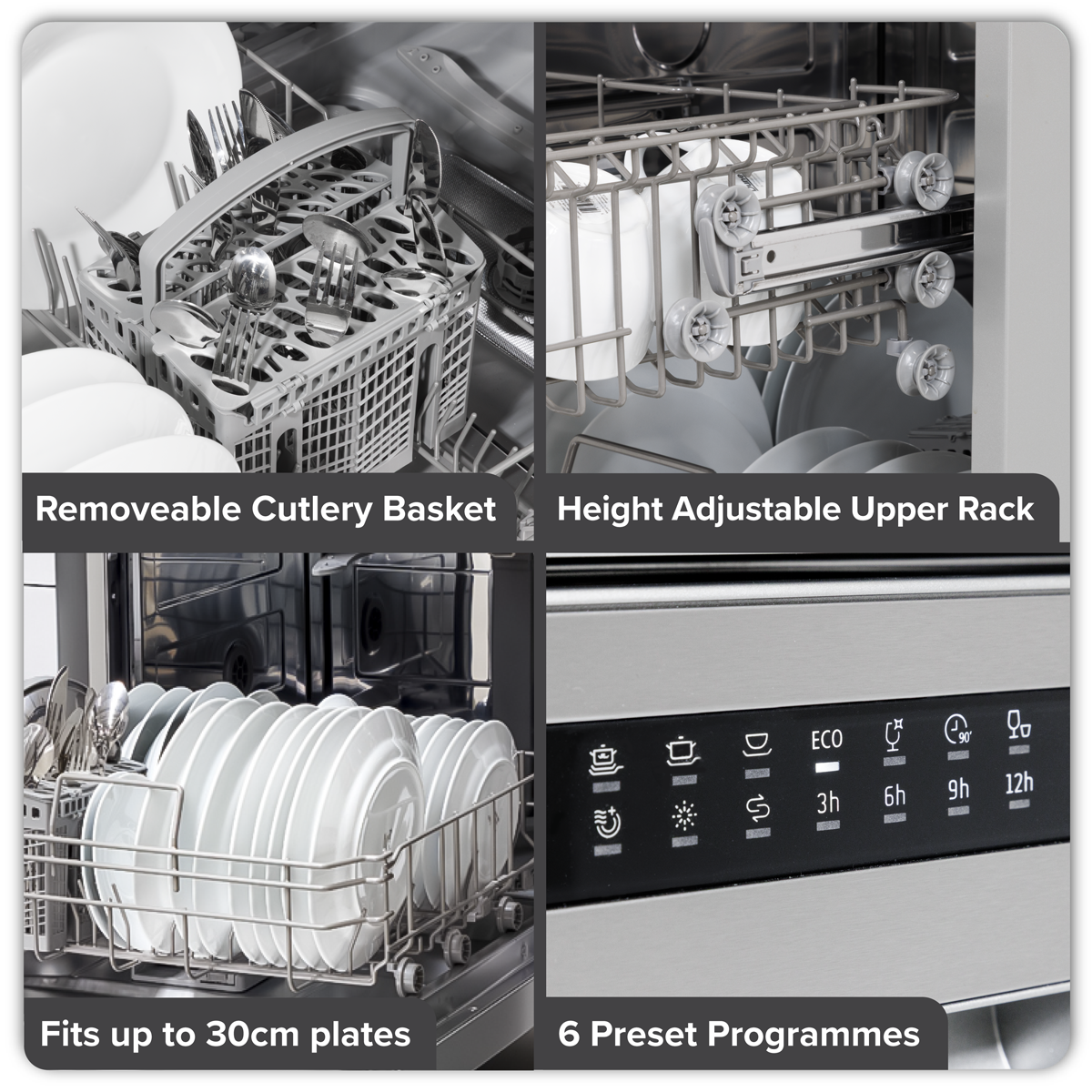 Baridi DH280 Baridi Regular Sized Freestanding Dishwasher 60cm Wide 13 Place Settings - Silver