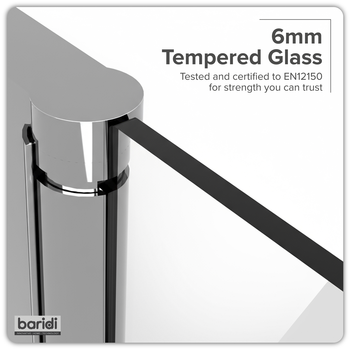 Baridi DH303 Pivot Shower Door 800 x 1850mm, 6mm Tempered Glass, Reversible - Chrome