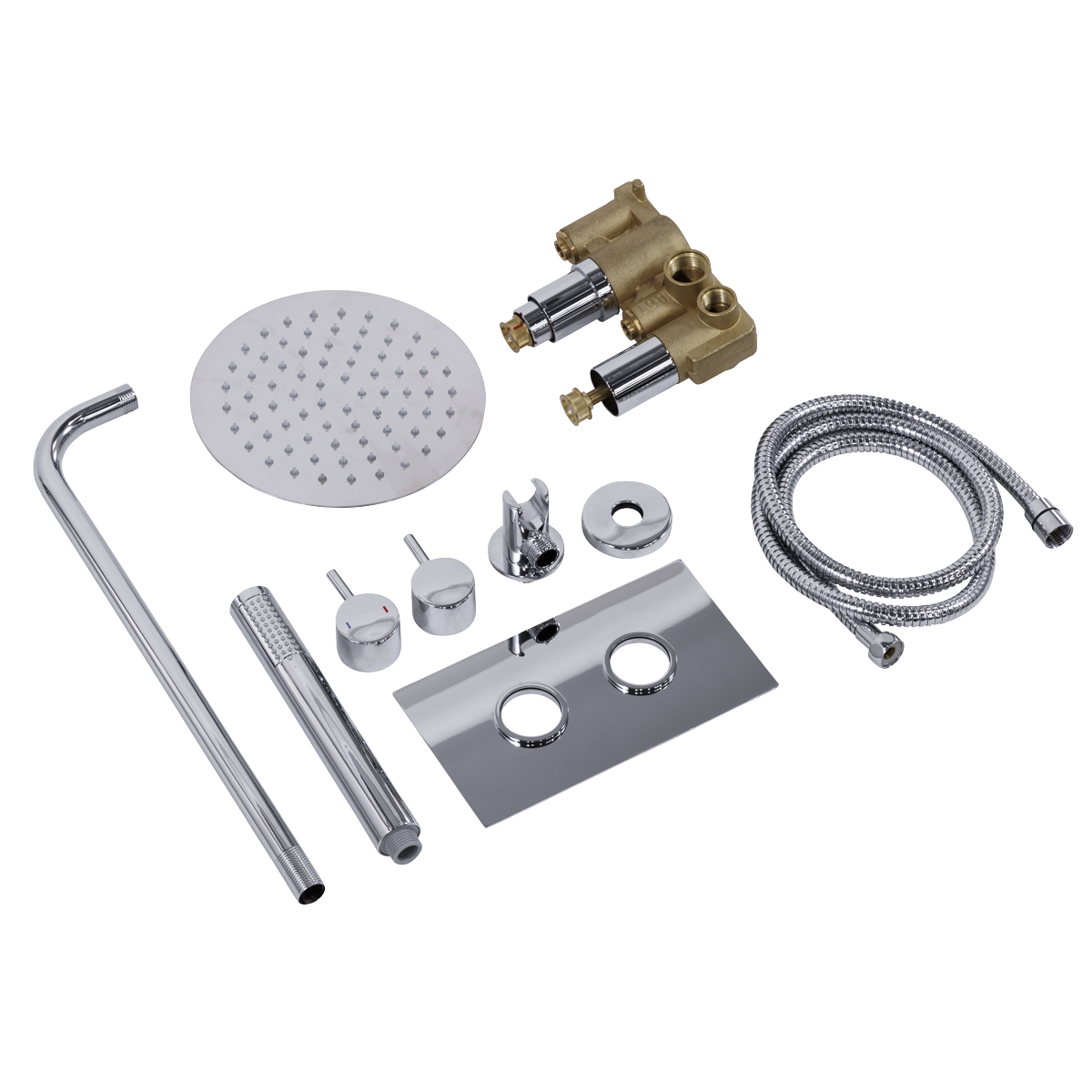 Baridi DH318 Concealed Thermostatic Shower Set 20cm Round Head & Hand Shower - Chrome
