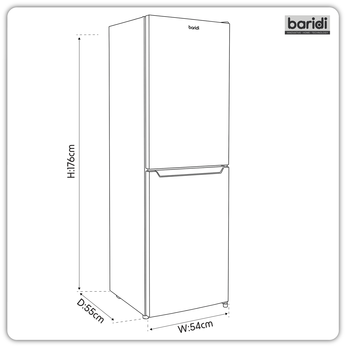 Baridi DH329 Baridi 50/50 Smart Frost Fridge Freezer 254L Capacity – Black
