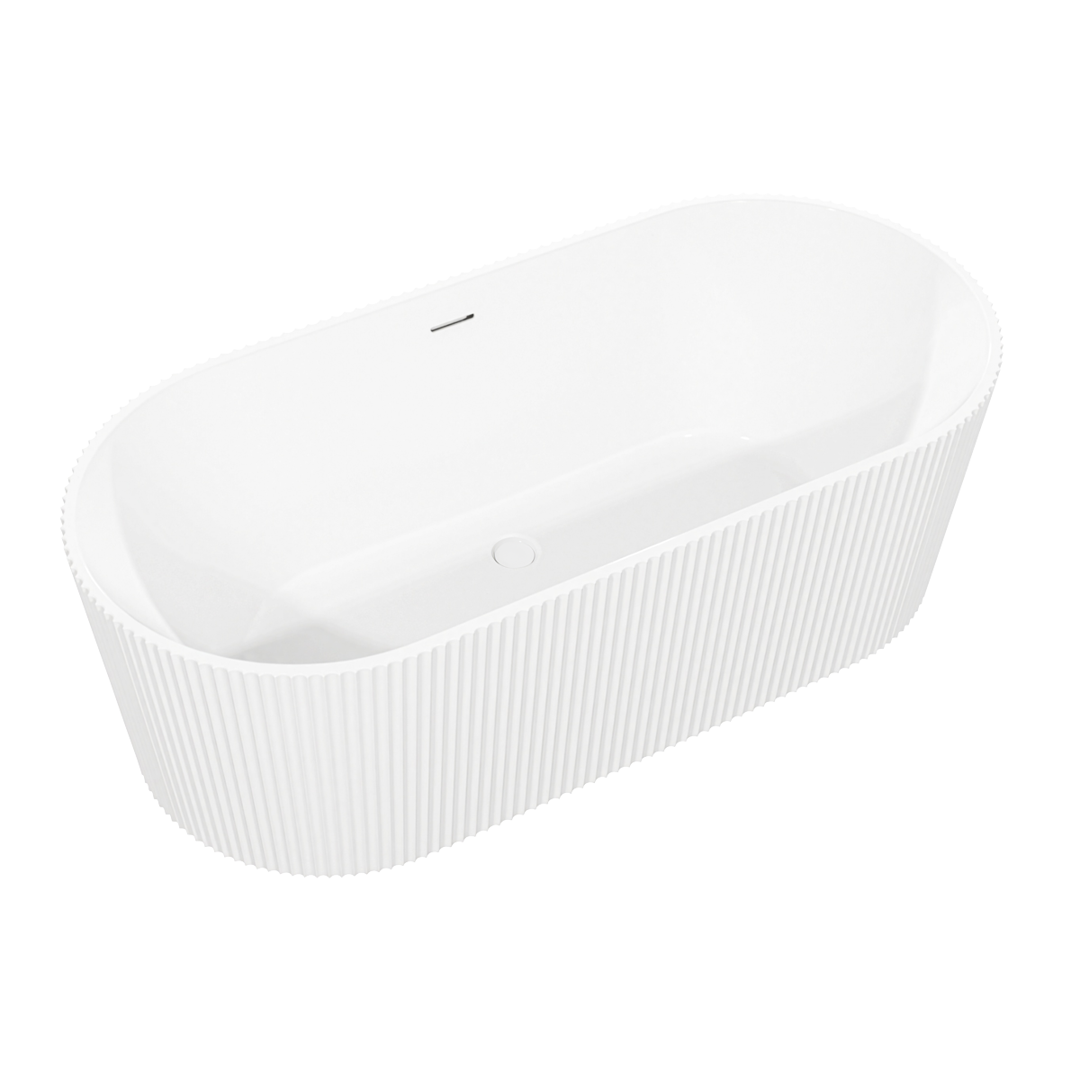 Baridi DH419 Baridi Double-Ended Fluted Design Bath with Slim Rim 150cm – Gloss White