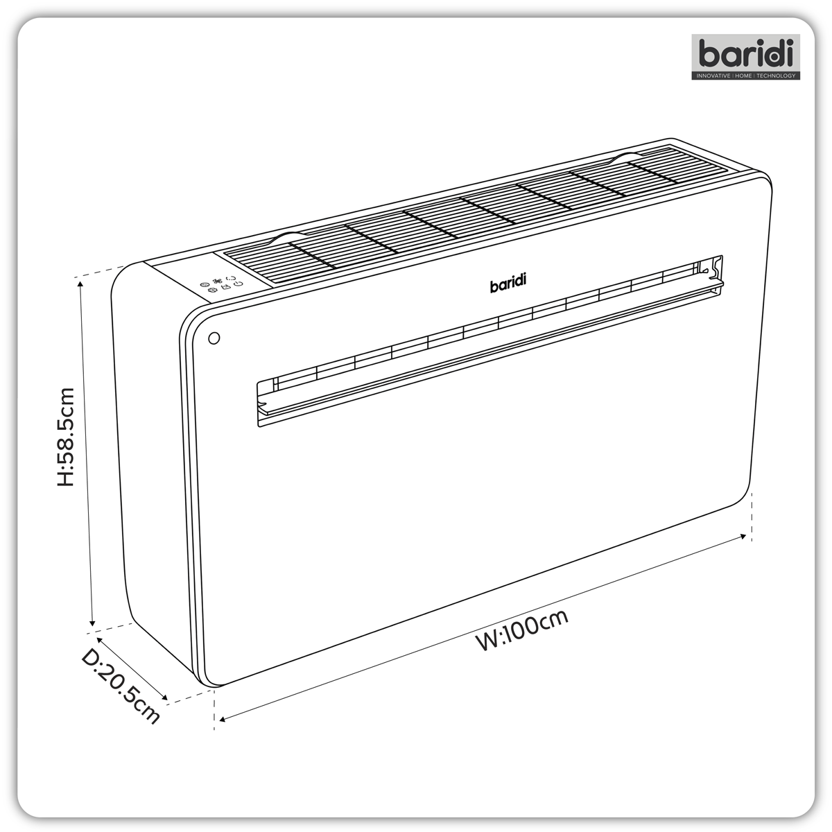 Baridi DH433 Baridi 4-in-1 Smart Monobloc Wall-Mounting Air Conditioning Unit 12,000Btu/hr - White