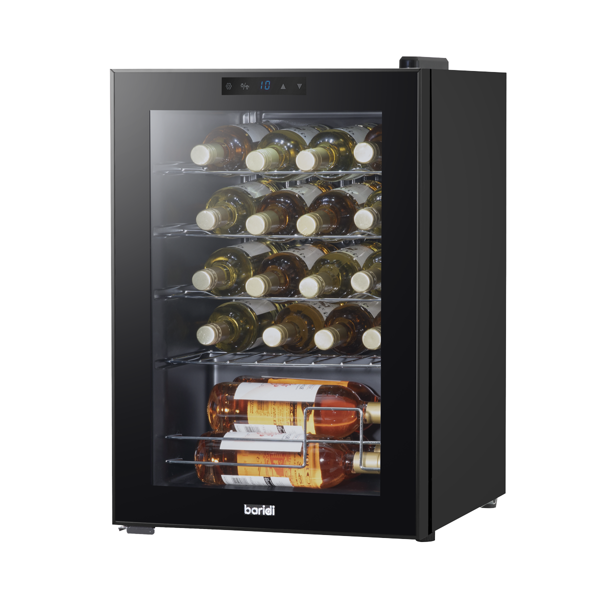 Baridi DH8 Baridi 20 Bottle Wine Fridge with Digital Touch Screen Controls, Metal Shelves & LED Light - Black