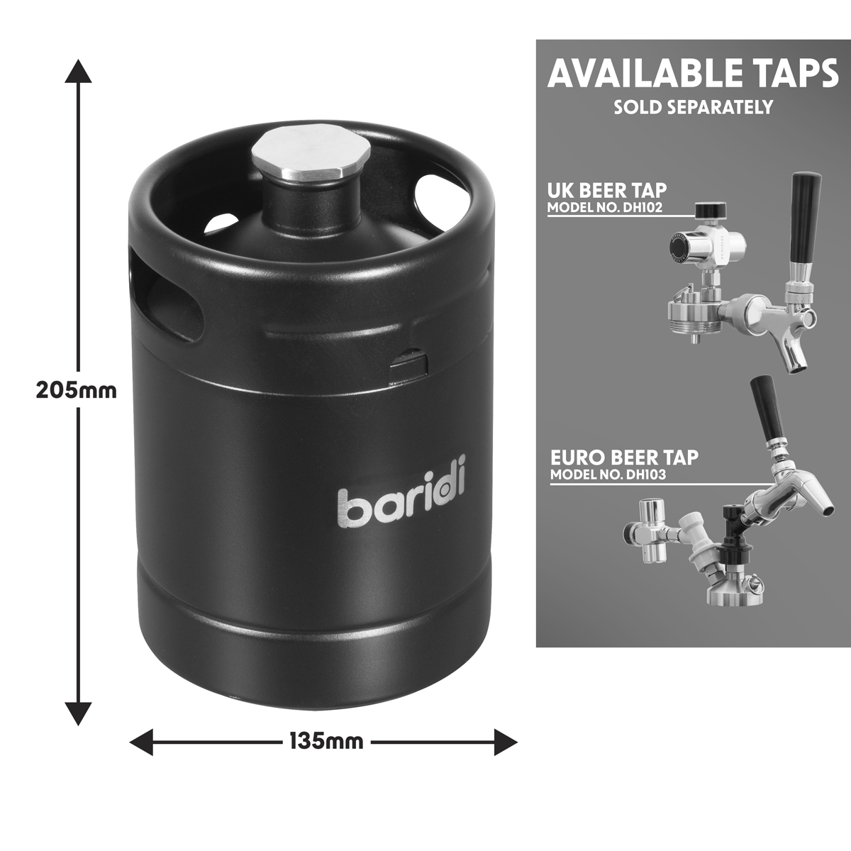 Baridi DH99 Baridi Keg 2L Capacity