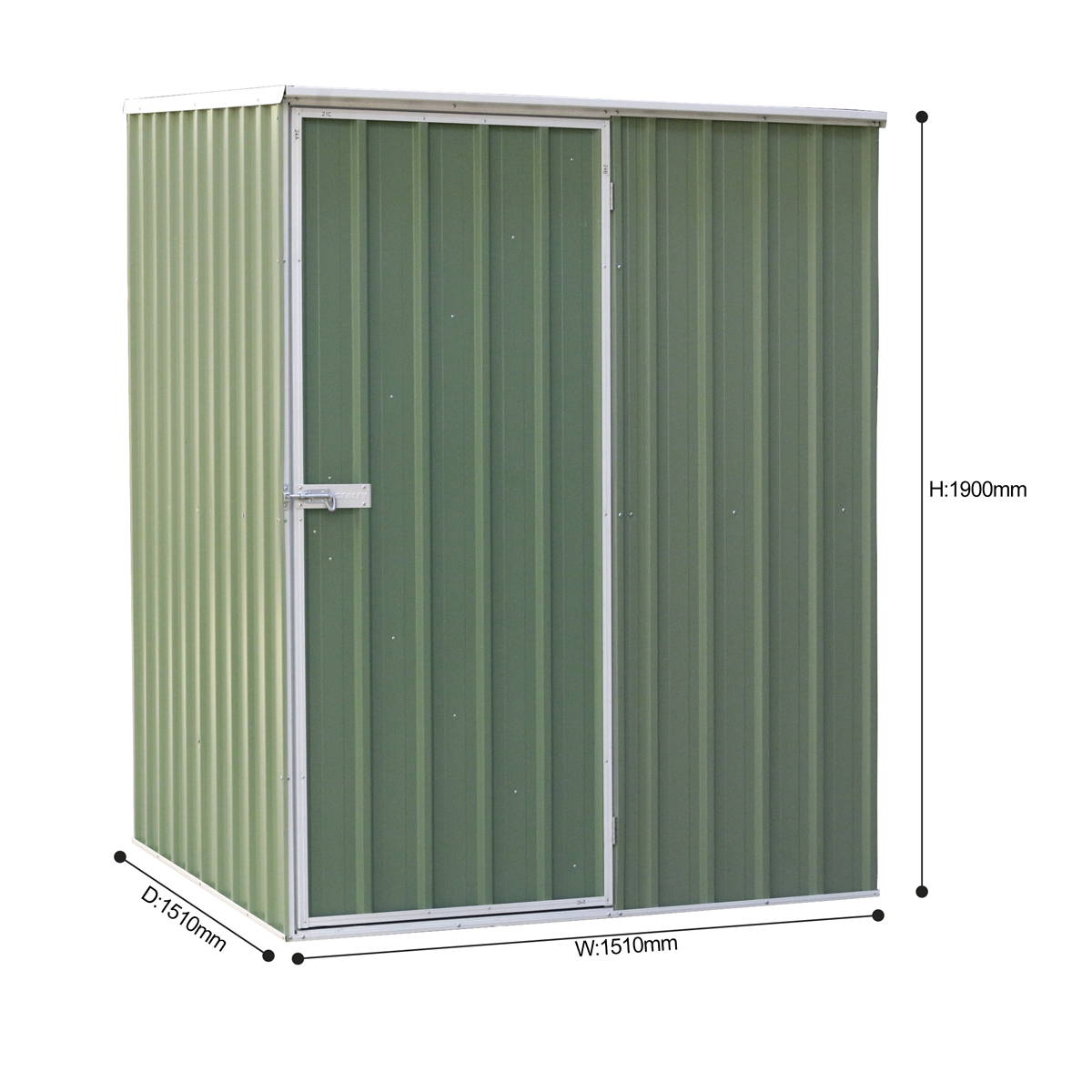 Dellonda DG114 Dellonda Galvanized Steel Storage Shed with Pent Style Roof 151 x 151 x 200cm - Green