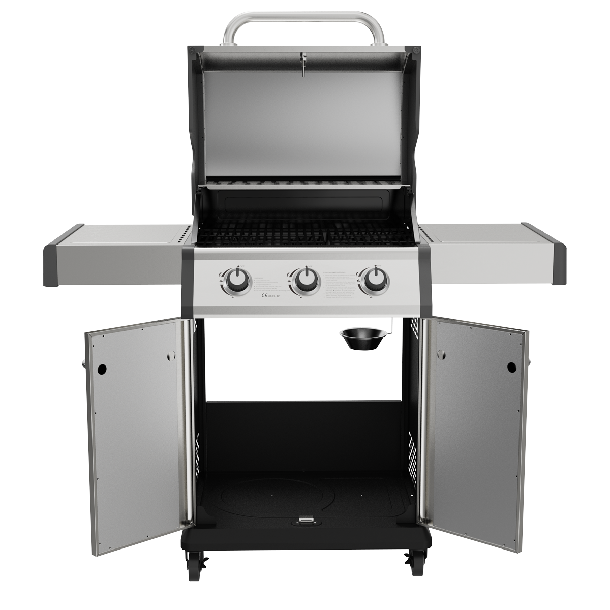 Dellonda DG16 Dellonda 3 Burner Deluxe Gas BBQ Grill with Piezo Ignition & Thermometer - Stainless Steel