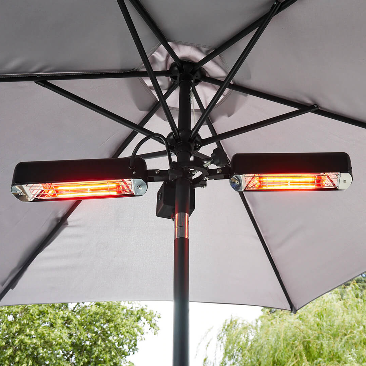 Dellonda DG176 Dellonda Folding Parasol/Gazebo/Patio Outdoor Infrared Heater, Two Panels, Extra Long 5M Cable, 1600W