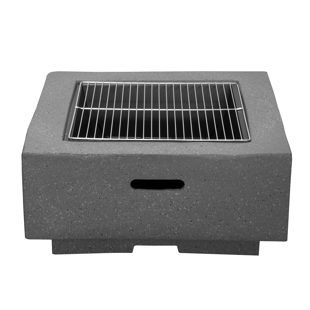 Dellonda DG193 Dellonda Square MgO Fire Pit with BBQ Grill, Safety Mesh Screen - Dark Grey
