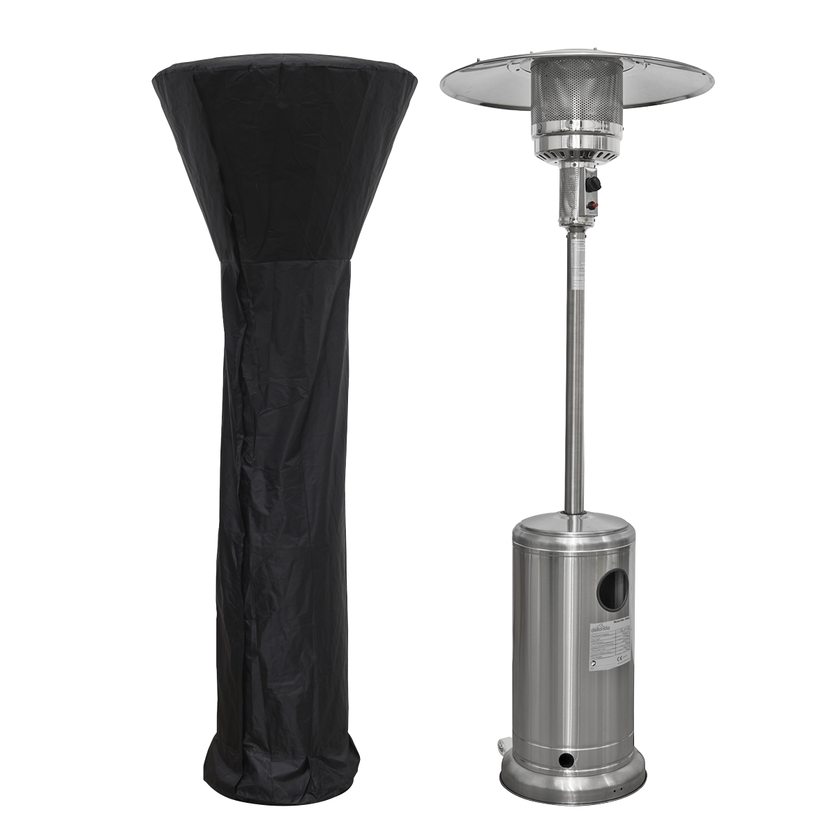 Dellonda DG221 Dellonda Freestanding Gas Patio Heater 13kW with Wheels Supplied with Cover, Stainless Steel