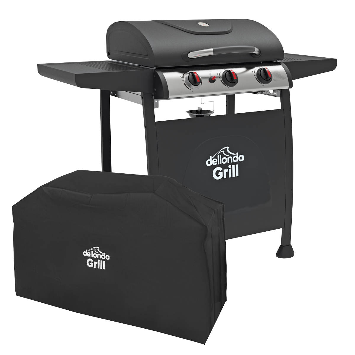 Dellonda DG228 Dellonda 3 Burner Gas BBQ Grill with Piezo Ignition, Thermometer & Cover
