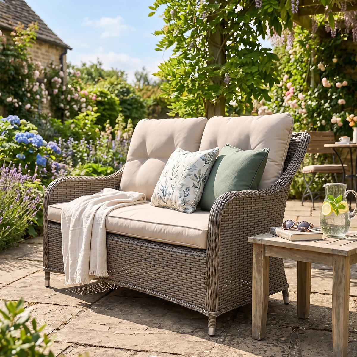 Dellonda DG70 Dellonda Chester Rattan Wicker Outdoor 2-Seater Sofa