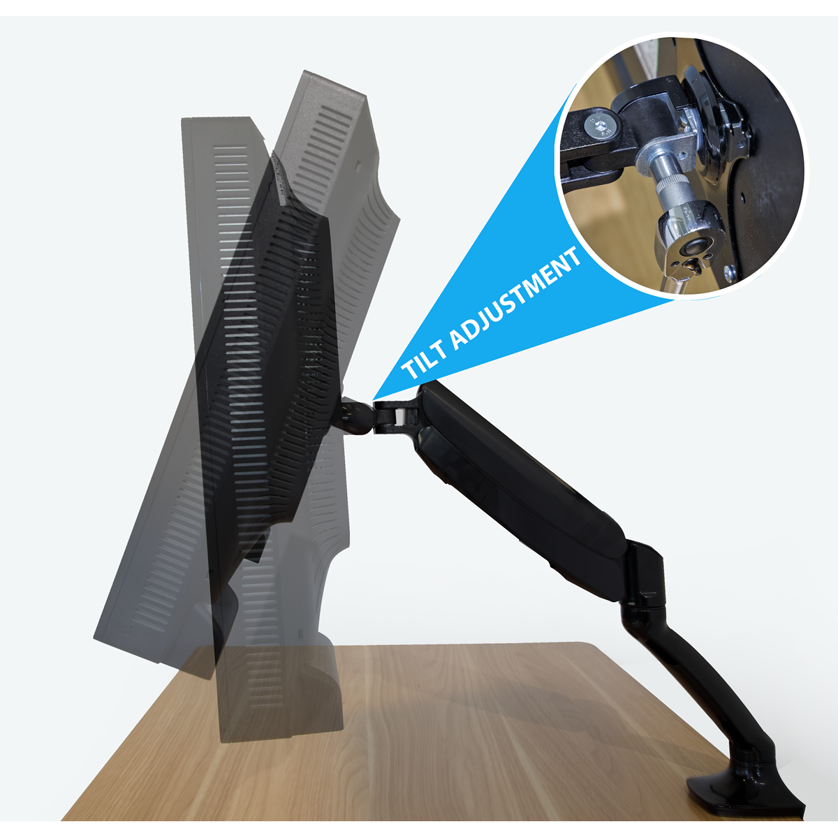 Dellonda DH24 Dellonda Adjustable Single Monitor Arm with 360° Rotation - Black