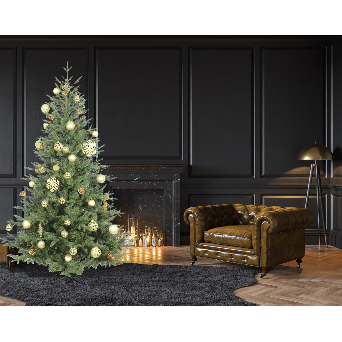 Dellonda DH46 Dellonda Artificial Hinged Christmas Tree 7ft(210cm)