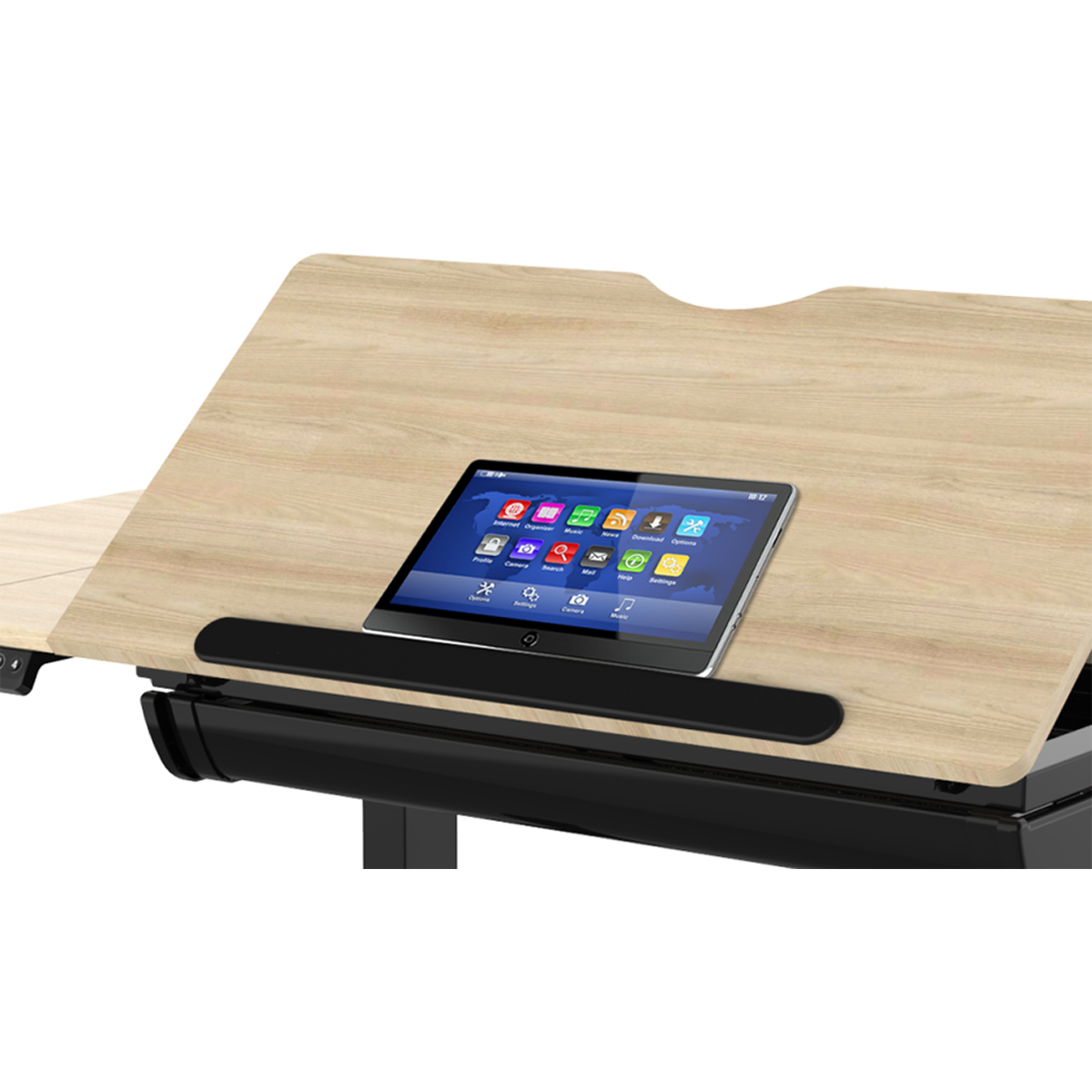 Dellonda DH71 Dellonda Single Motor Ultra-Quiet Electric Adjustable Drawing Table with 40° Tilt, Drawer & Side Table