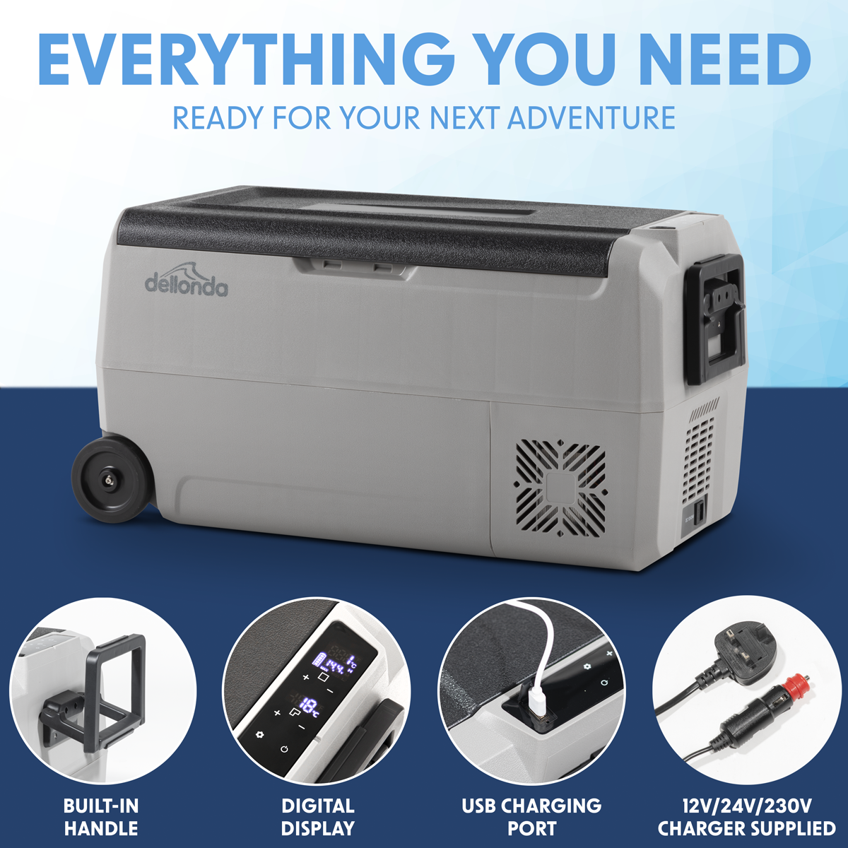 Dellonda DL13 Dellonda Portable Fridge Freezer/Cool Box with LED Display 36L