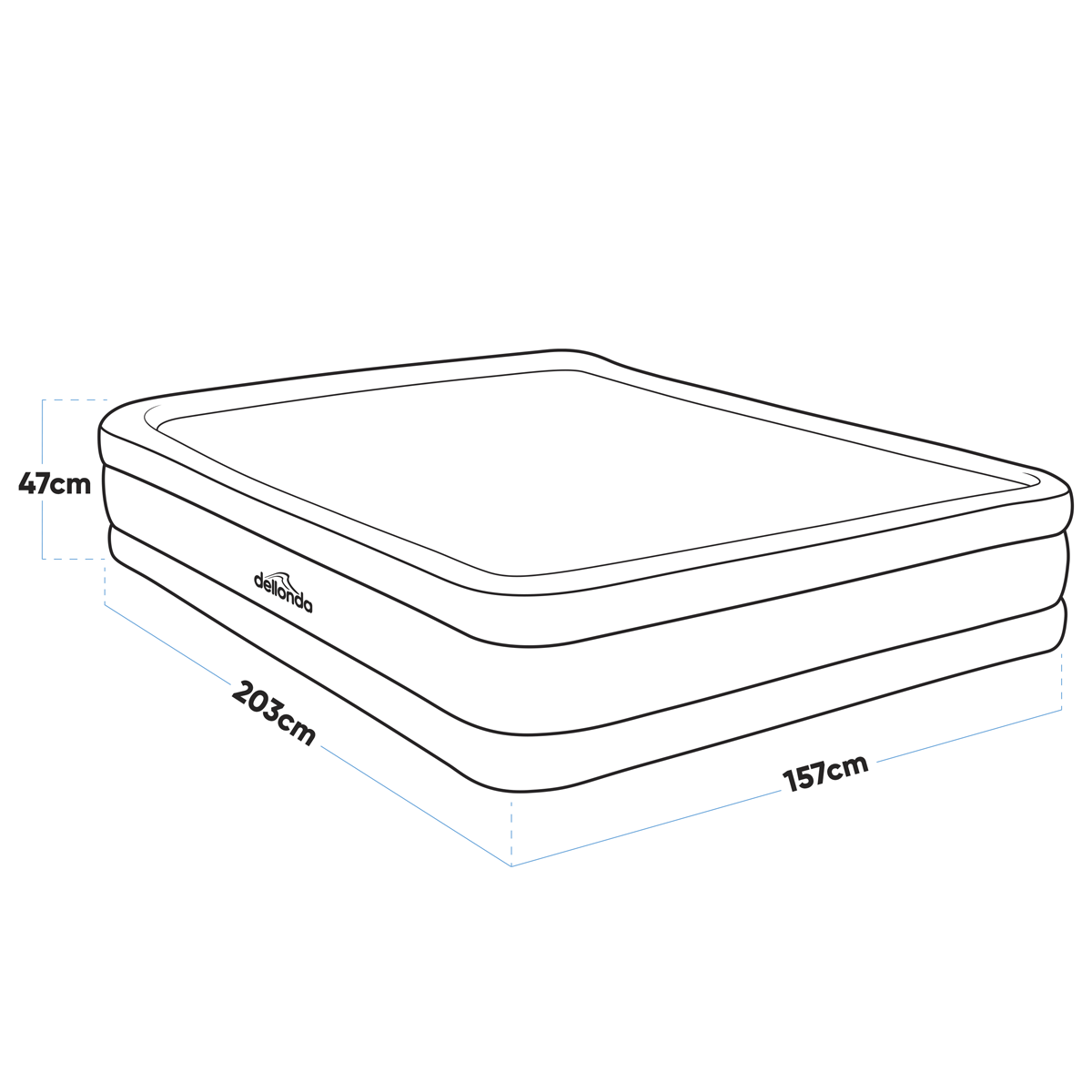 Dellonda DL145 Dellonda Raised Air Bed with Removable Electric Pump & Storage Bag - Queen