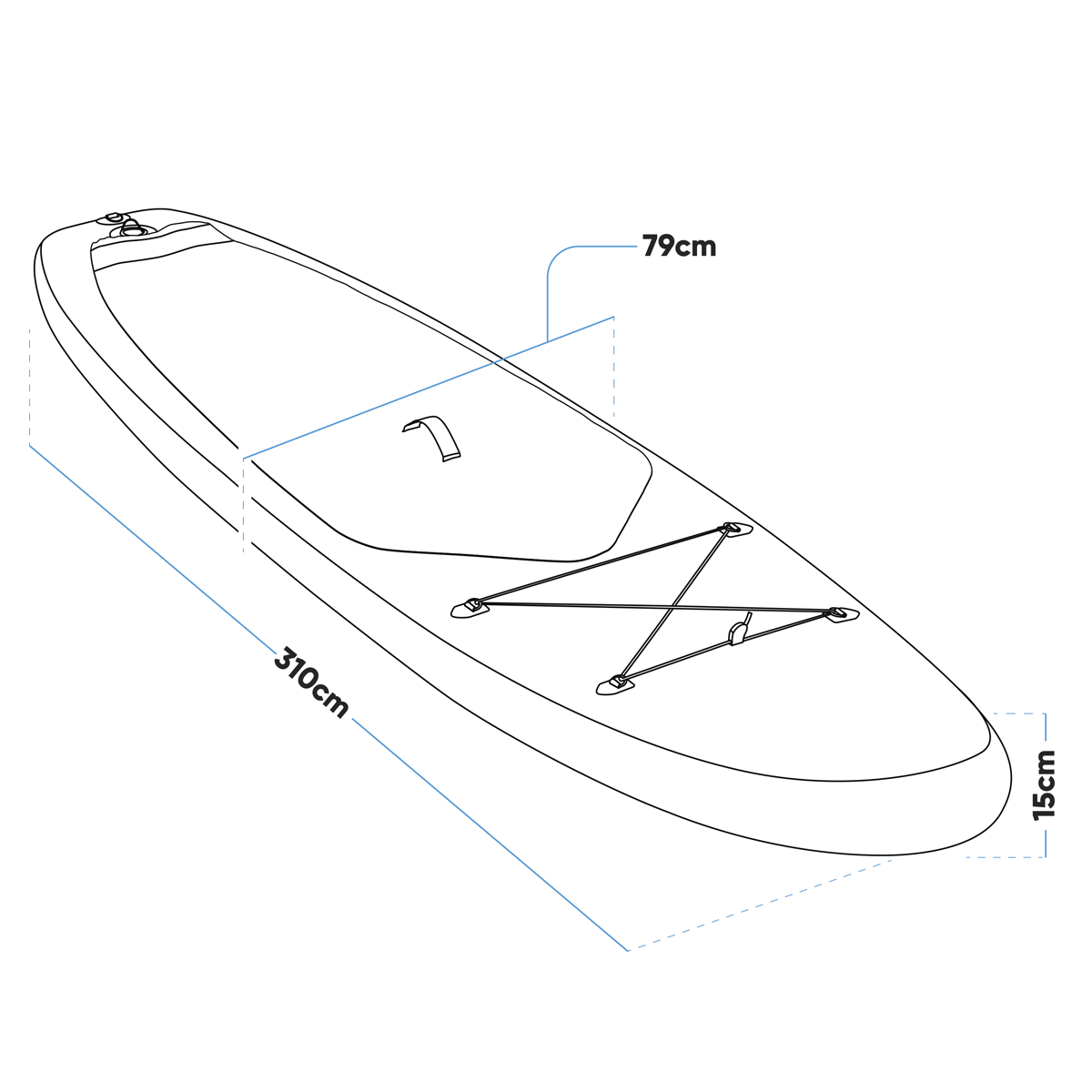 Dellonda DL153 Dellonda Inflatable Stand-Up Paddle Board 10'2" - Dark Blue/White