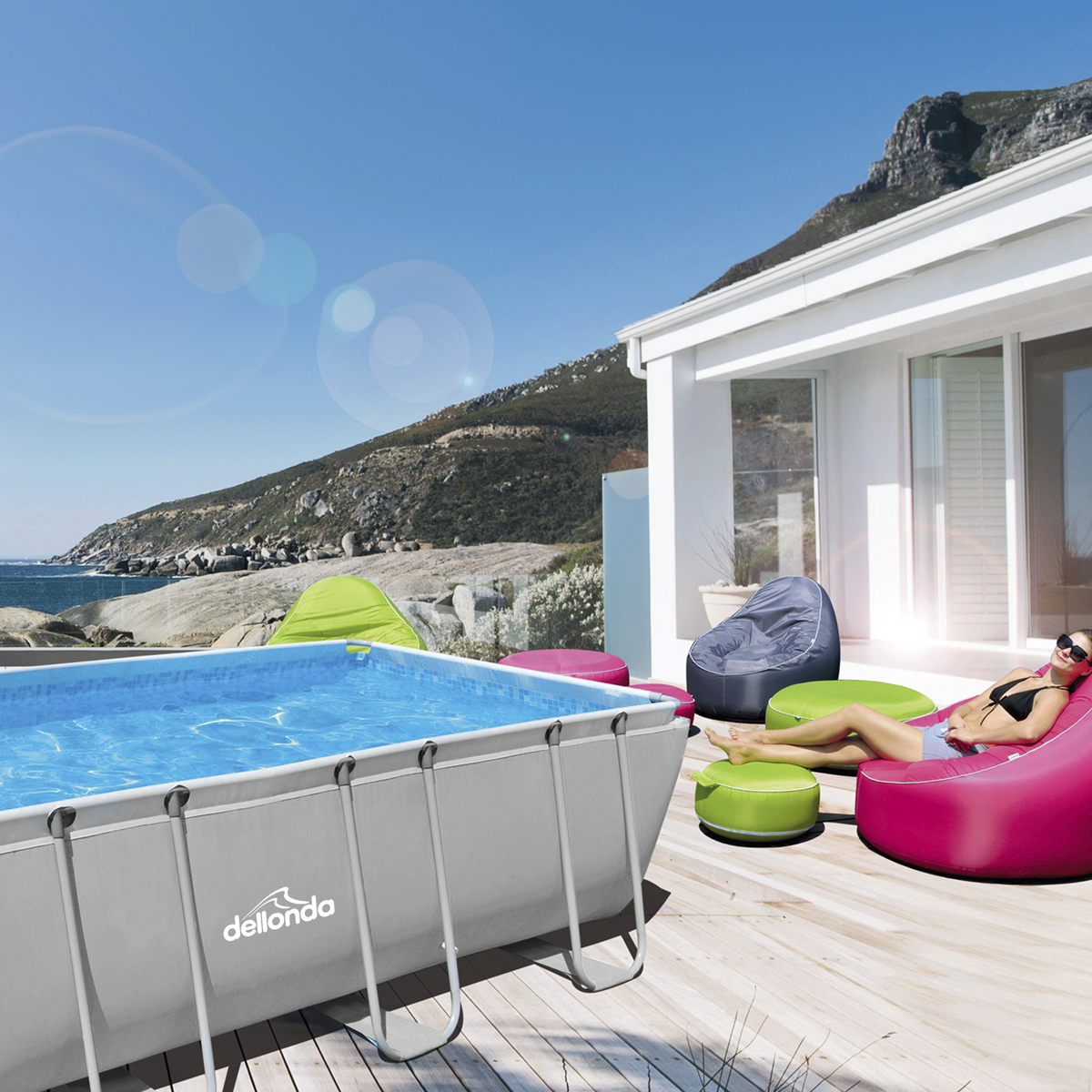 Dellonda DL22 Dellonda Deluxe Steel Frame Swimming Pool with Filter Pump 18ft