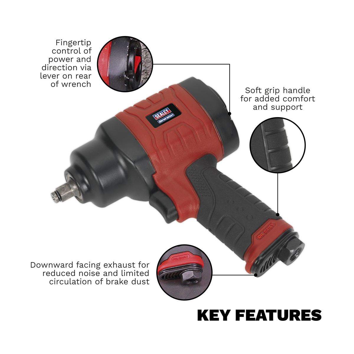 Generation GSA6000 Generation Composite Twin Hammer Air Impact Wrench 3/8"Sq Drive