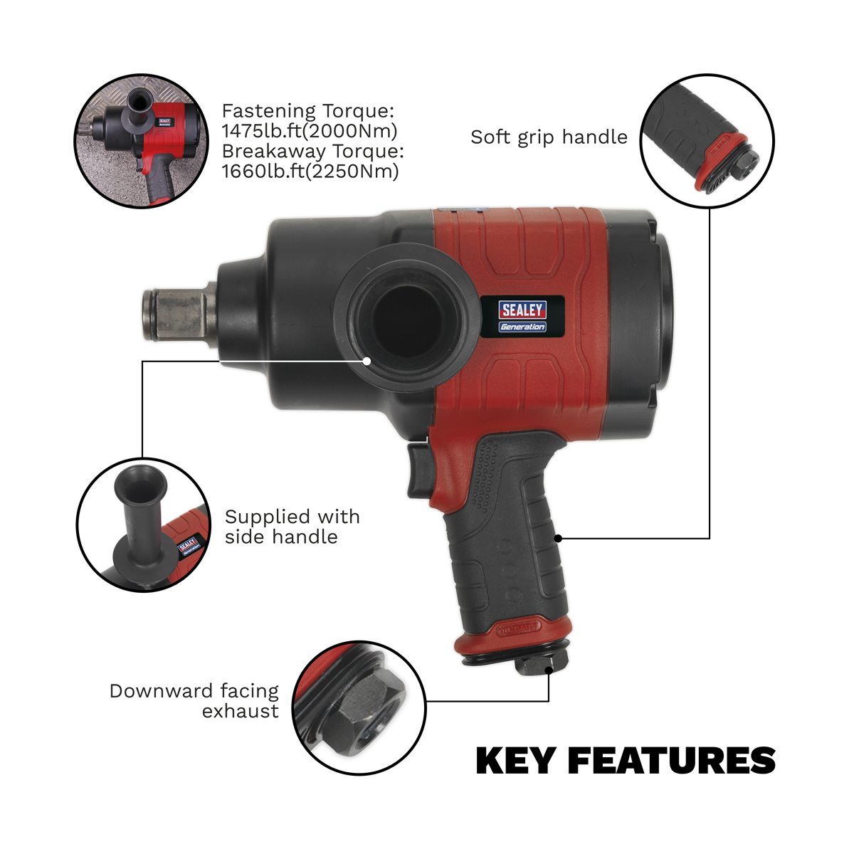 Generation GSA6005 Generation Composite Twin Hammer Air Impact Wrench 1"Sq Drive