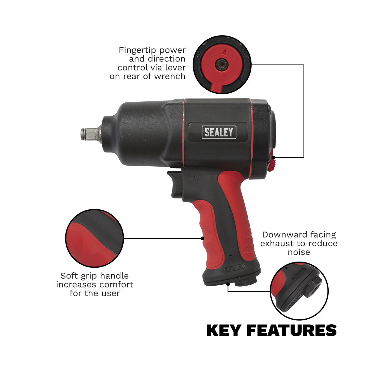 Generation GSA6006 Generation Composite Twin Hammer Air Impact Wrench 1/2"Sq Drive