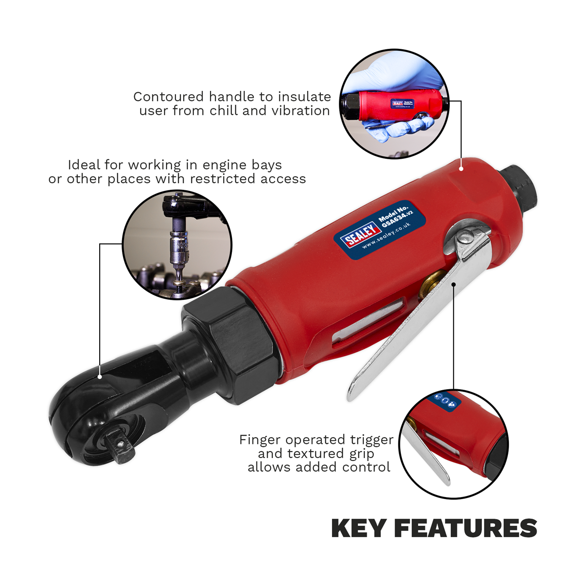 Generation GSA634 Generation Compact Air Ratchet Wrench 1/4"Sq Drive
