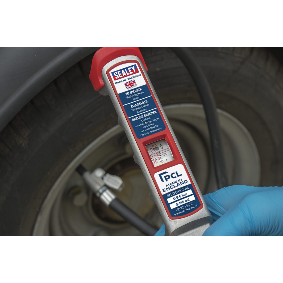 PCL SA37/94 PCL Professional Tyre Inflator with 2.5m Hose & Clip-On Connector