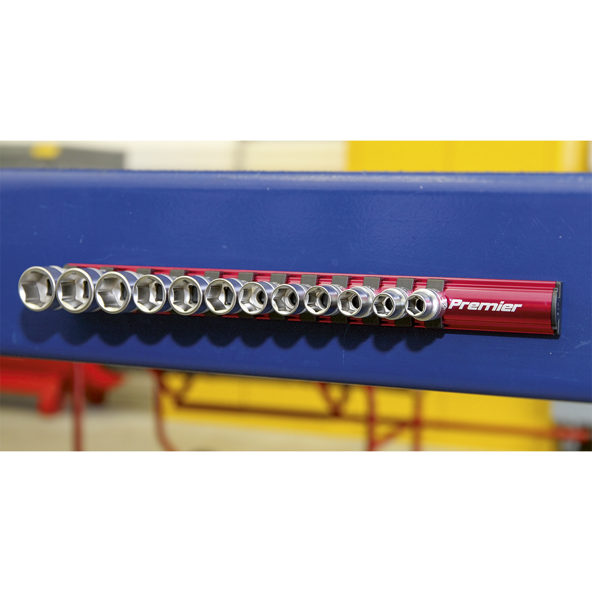 Premier AK27083 Premier Magnetic Socket Retaining Rail with 12 Clips 3/8"Sq Drive