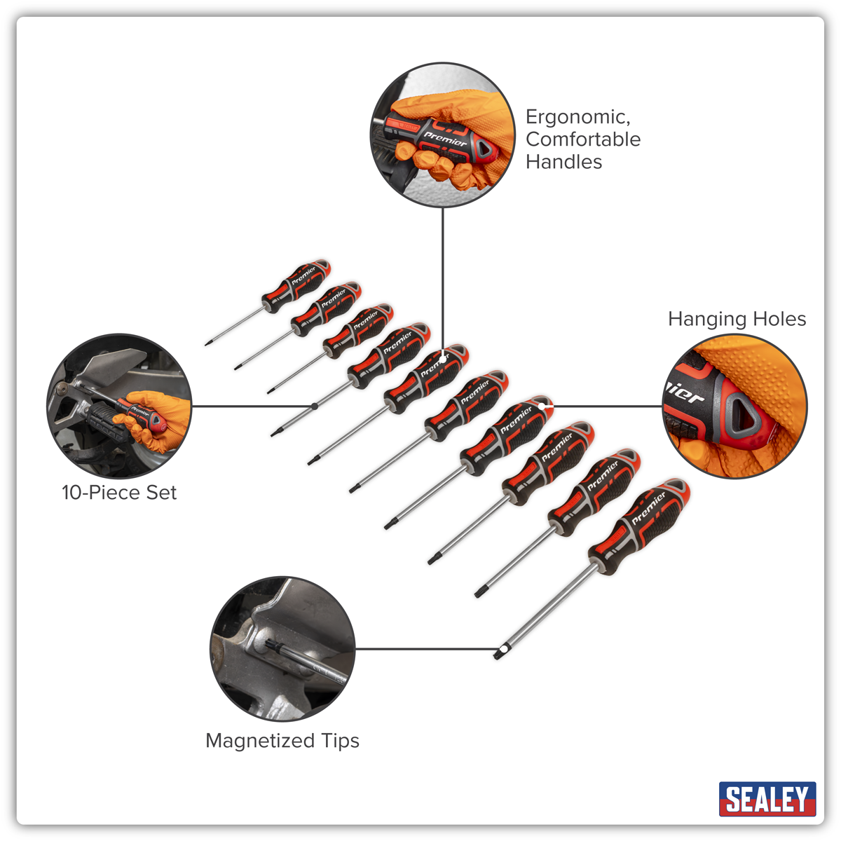 Premier AK4324 Premier GripMAX® TRX-Star* Screwdriver Set 10pc - Red