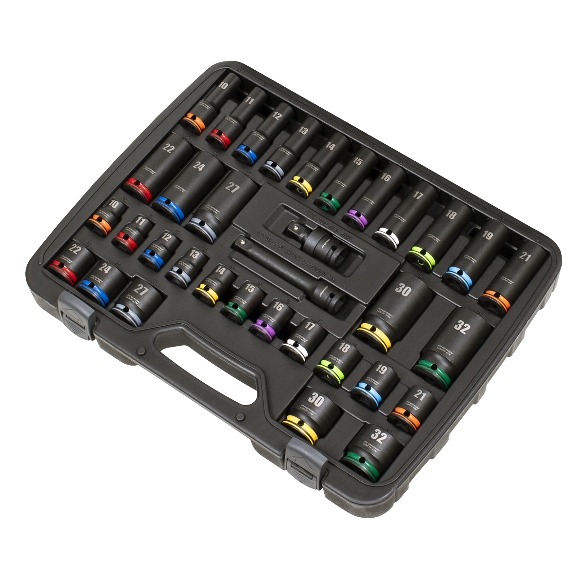 Premier AK5636M Lock-On™ Standard & Deep Impact Socket Set 34pc 1/2"Sq Drive 6pt Metric