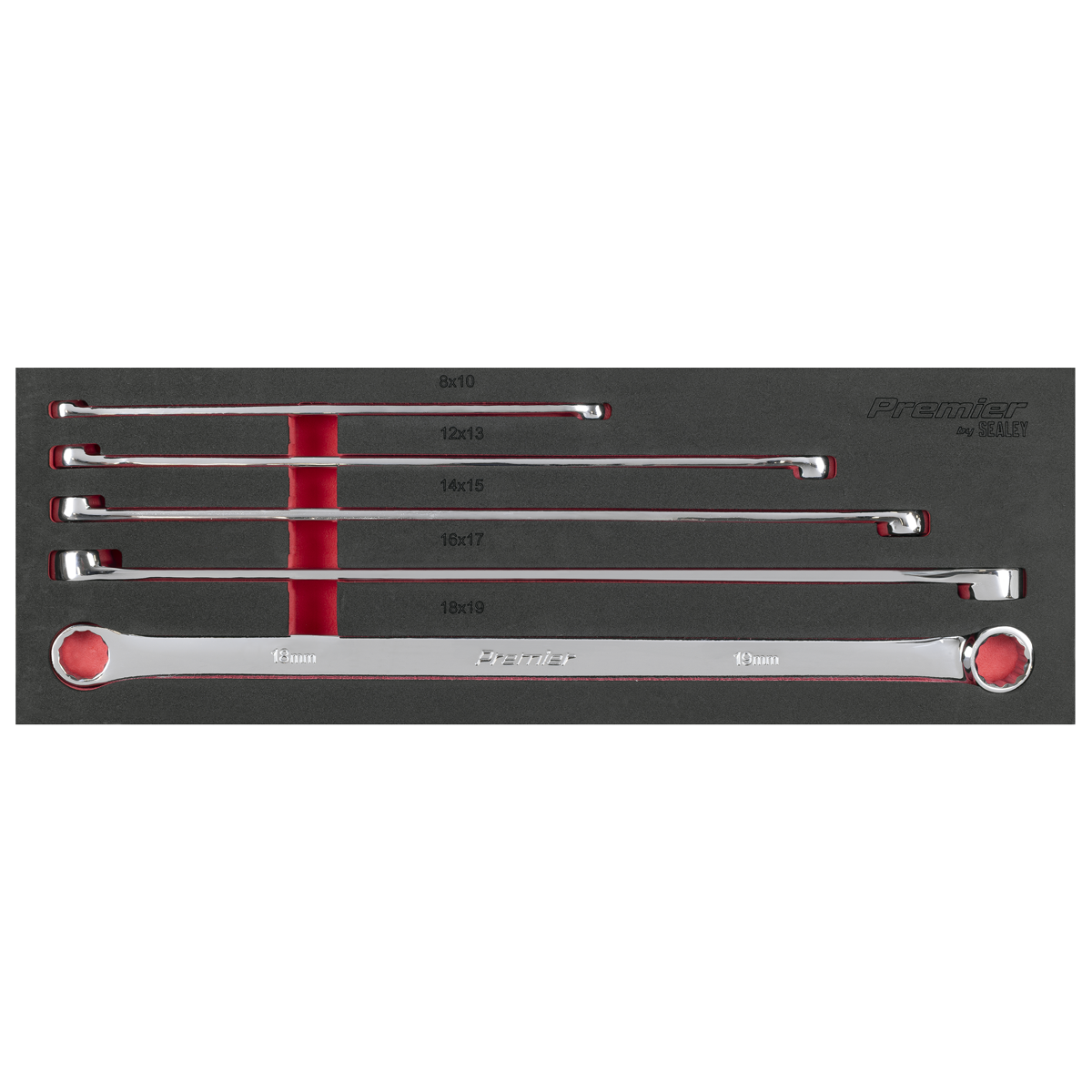 Premier AK63110 Premier Extra-Long Double End Ring Spanner Set in EVA Foam Tray 5pc