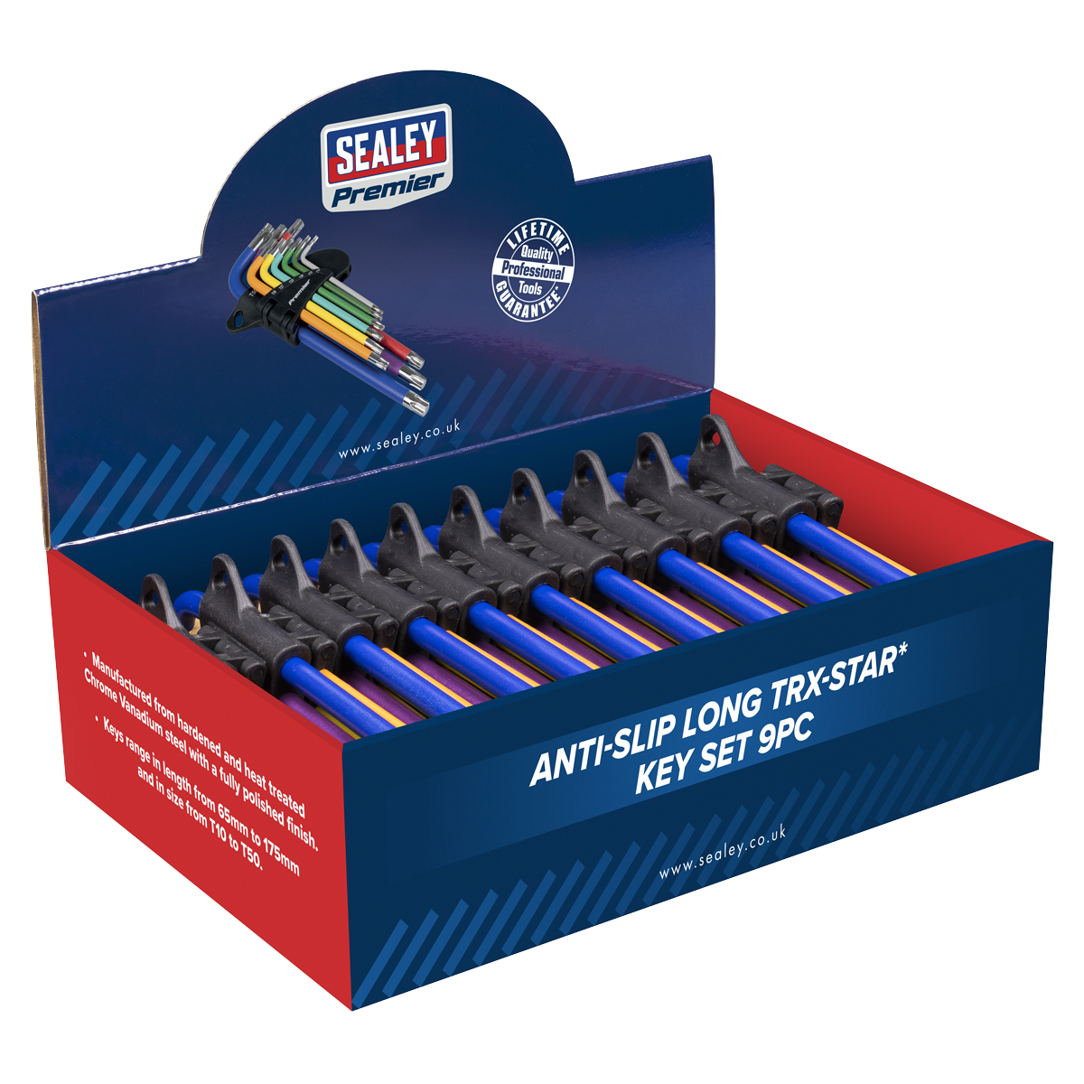 Premier AK7193DB Anti-Slip Long TRX-Star* Key Set 9pc - Display Box of 10