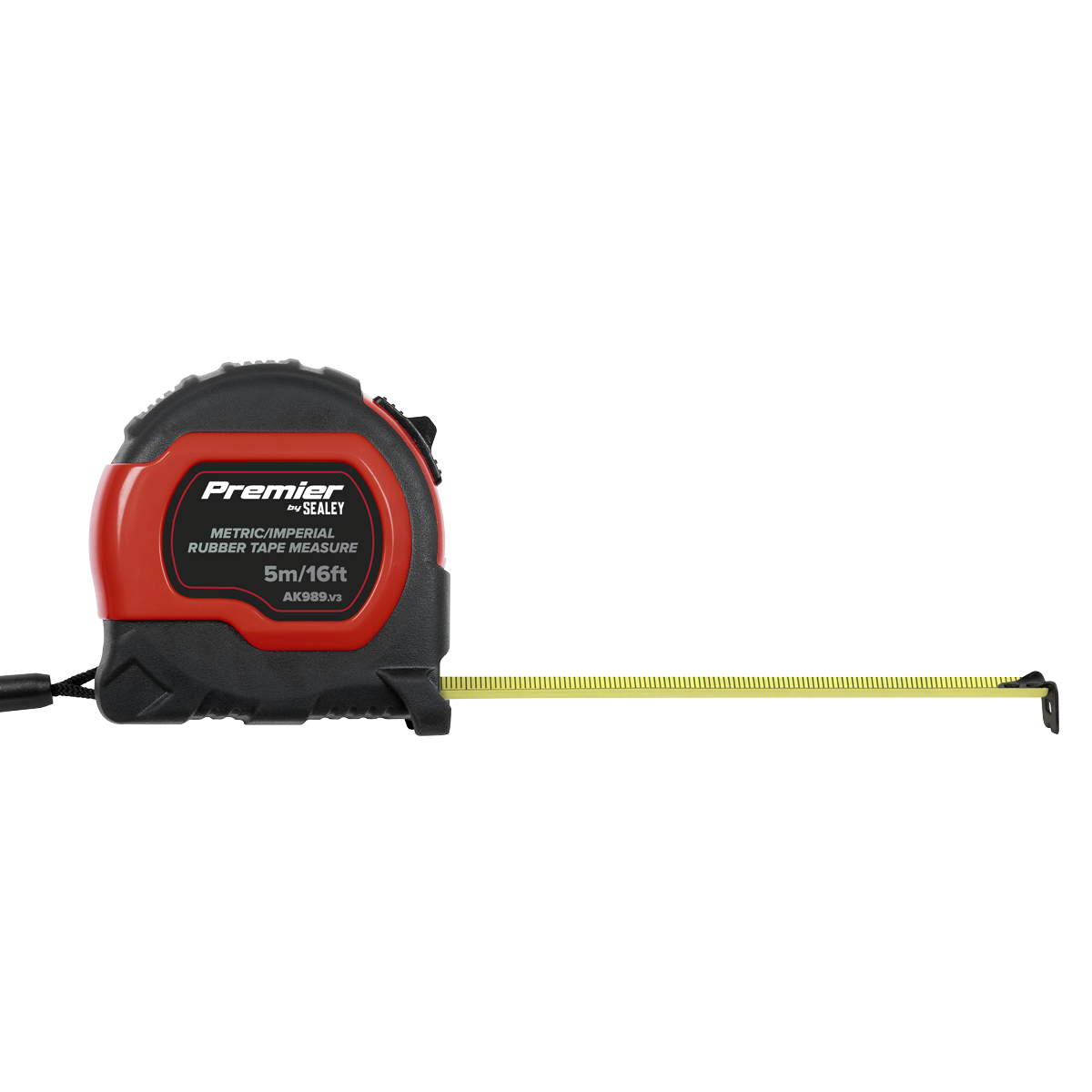 Premier AK98912 Metric/Imperial Rubber Tape Measure 5m(16ft) x 19mm - Display Box of 12