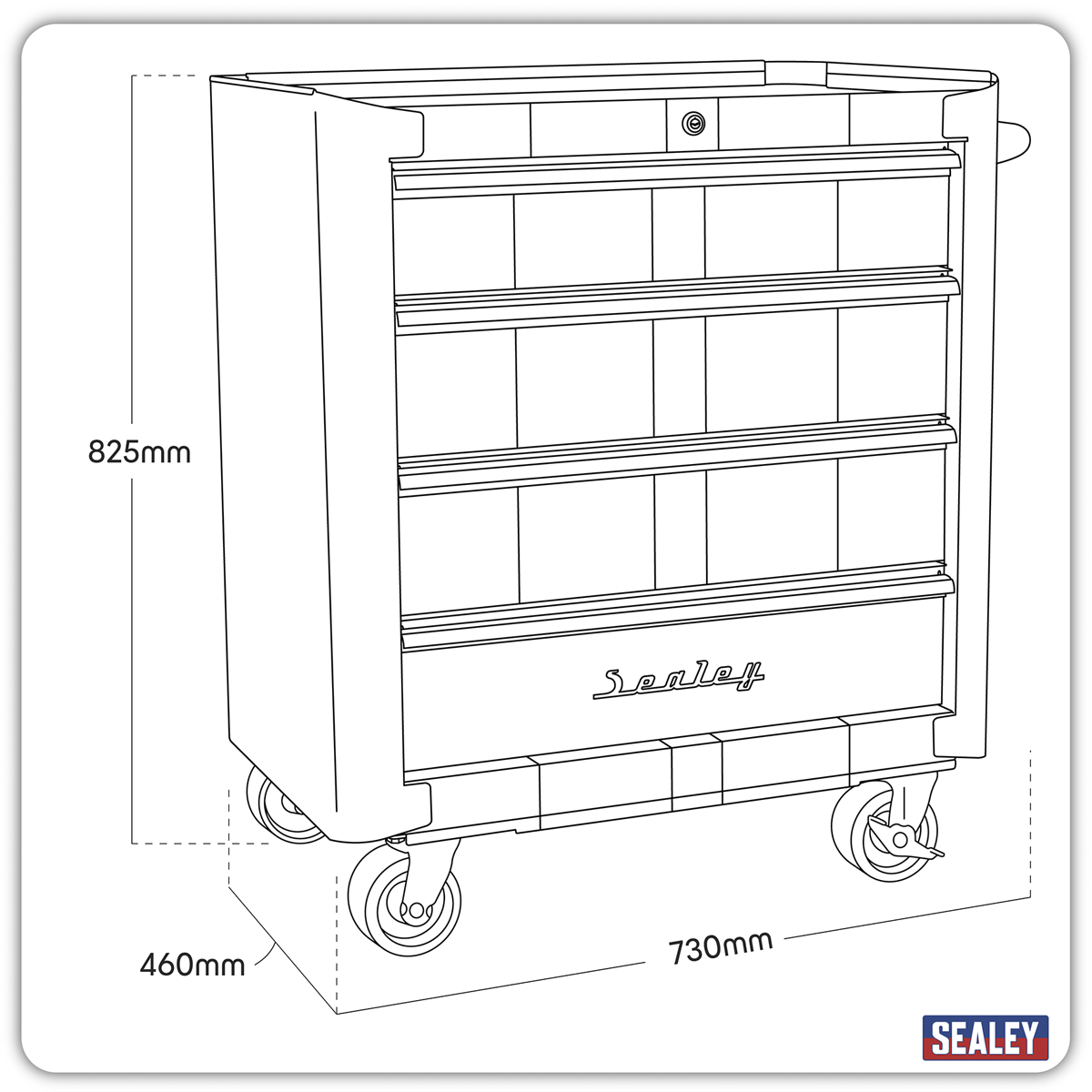 Premier AP28204BWS Premier™ Retro Style Rollcab 4 Drawer - Blue with White Stripes