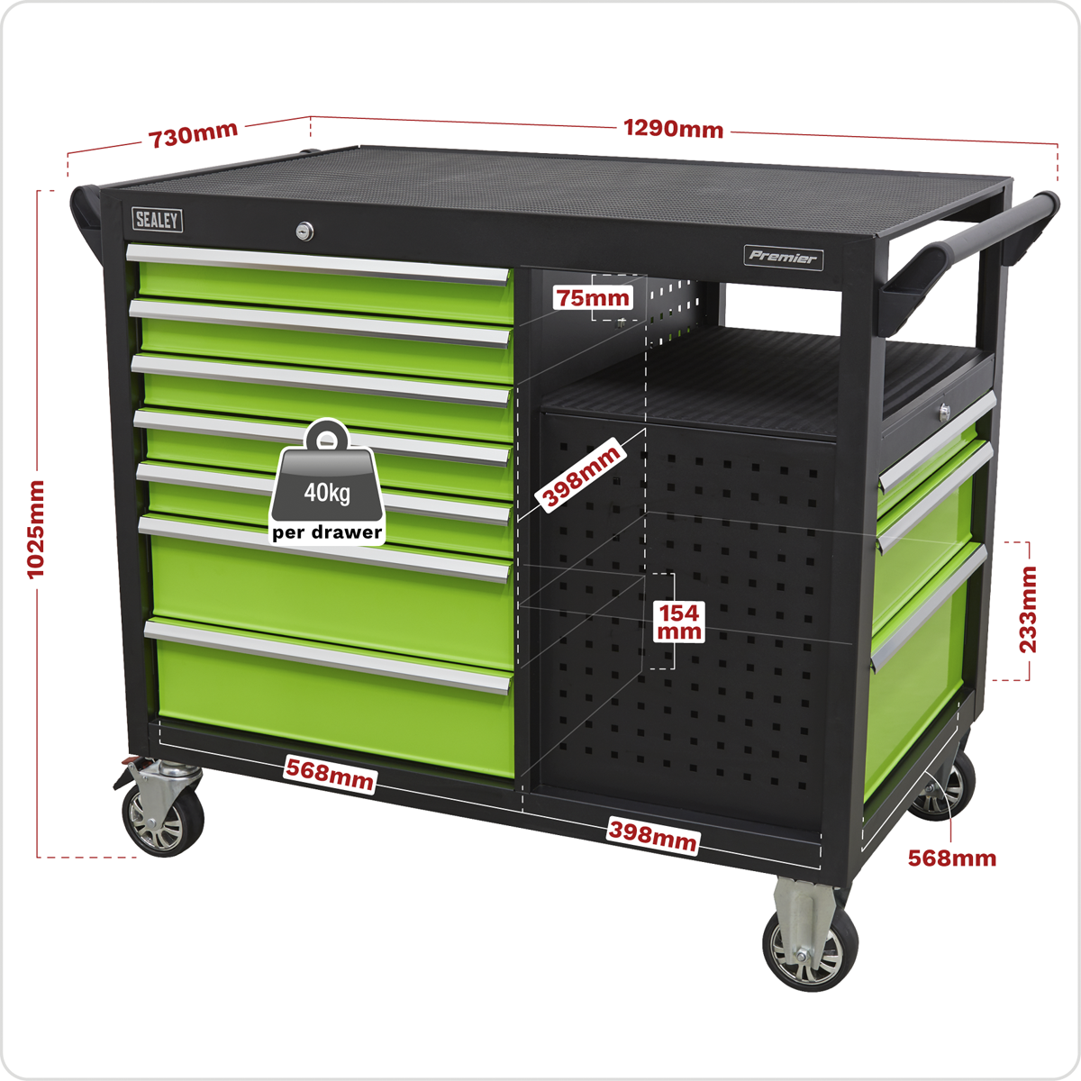 Premier AP45MWS Premier™ Mobile Workstation 10 Drawer 1140mm