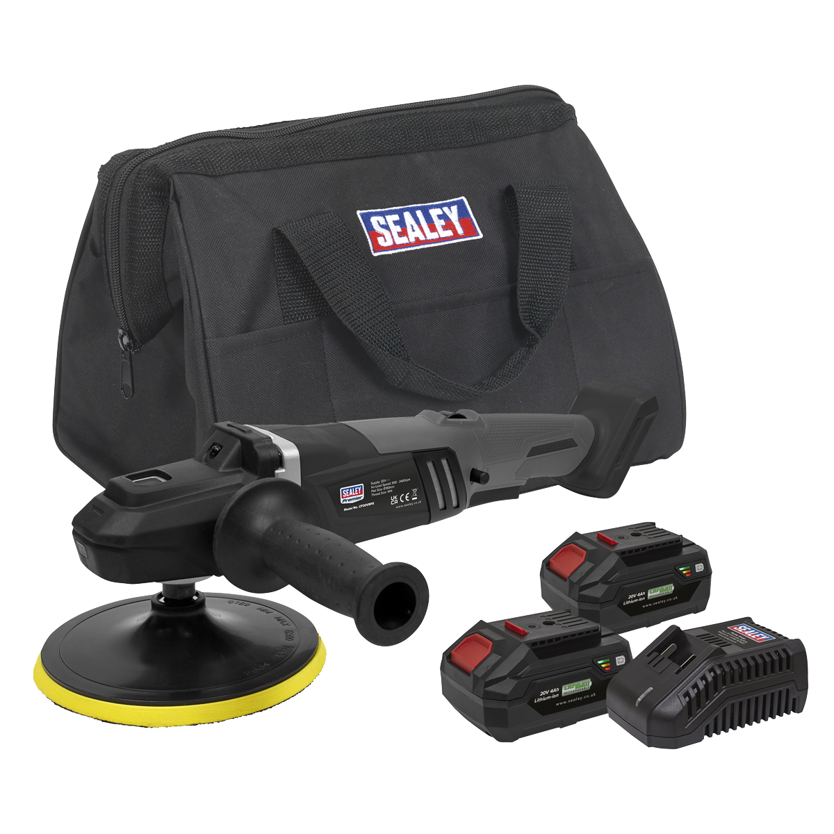 Premier CP20VRPXKITEU Premier SV20 Series 180mm Brushless Cordless Rotary Polisher 20V 4Ah - 2 Batteries