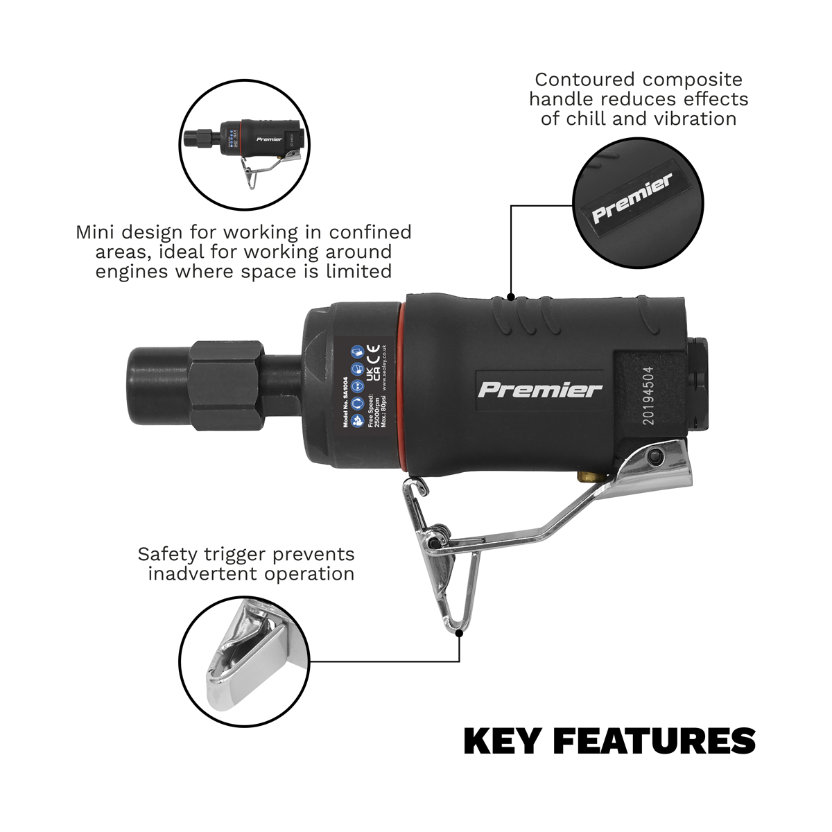 Premier SA1004 Premier Mini Air Die Grinder 6mm