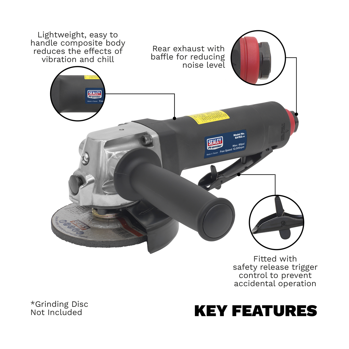 Premier SA152 Premier Composite Air Angle Grinder 100mm