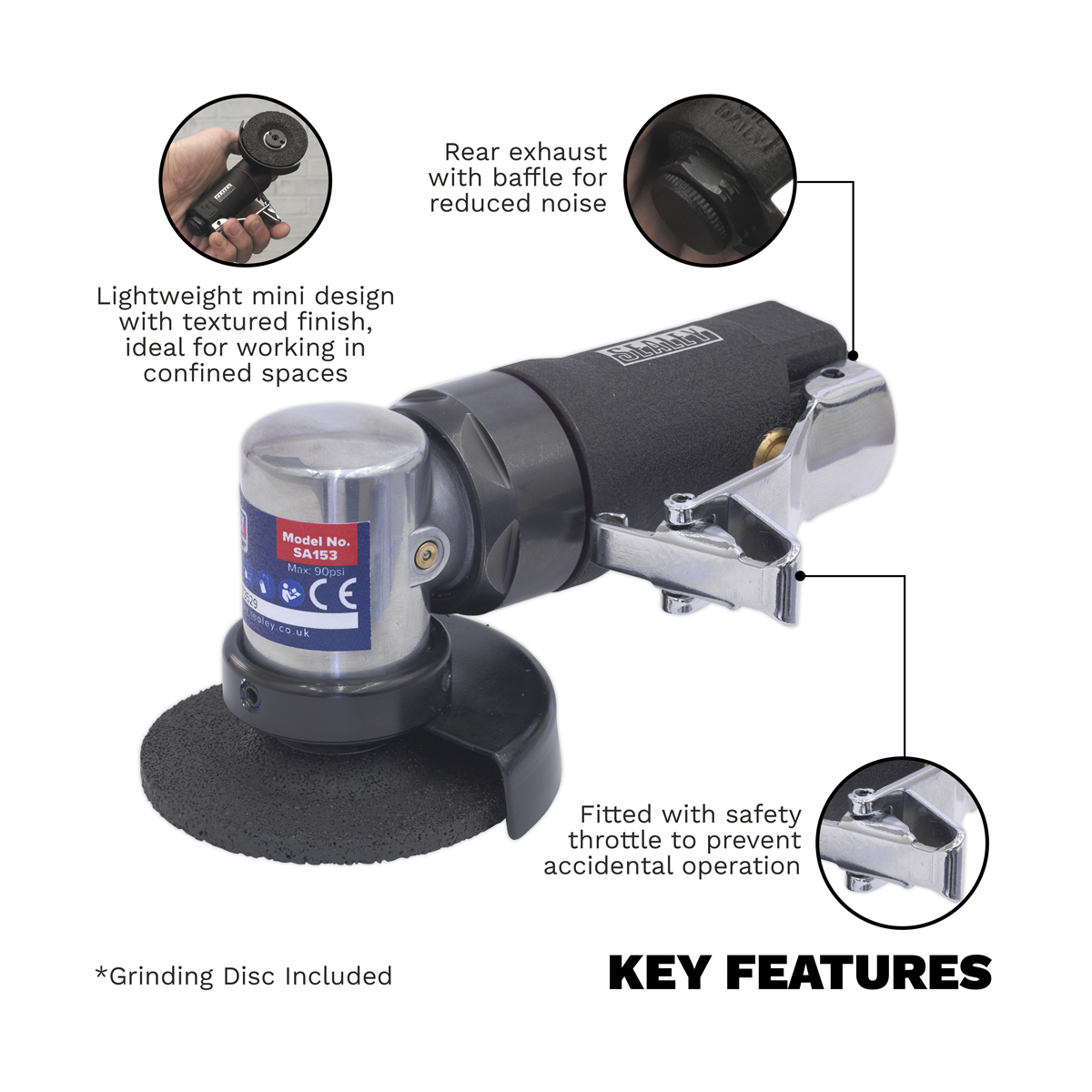 Premier SA153 Premier Mini Air Angle Grinder 58mm
