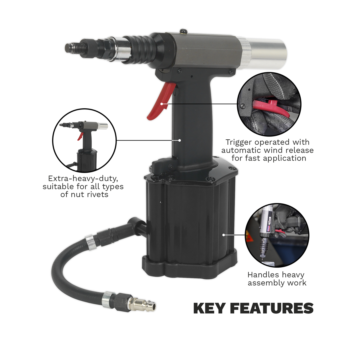 Premier SA317 Air/Hydraulic Nut Riveter Vacuum System
